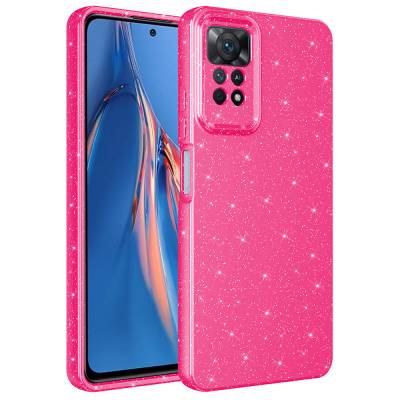 Xiaomi Redmi Note 12 Pro 4G Case Camera Protection Glittery Luxury Zore Cotton Cover Dark Pink