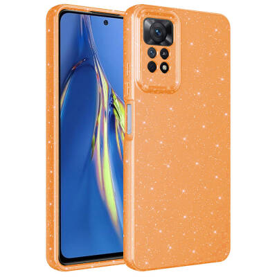 Xiaomi Redmi Note 12 Pro 4G Case Camera Protection Glittery Luxury Zore Cotton Cover Orange