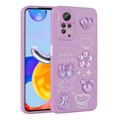 Xiaomi Redmi Note 12 Pro 4G Case Relief Figured Shiny Zore Toys Silicone Cover Purple