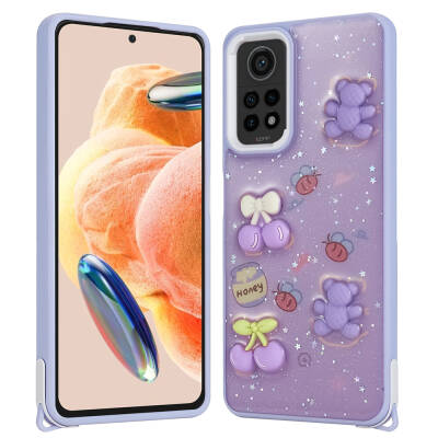 Xiaomi Redmi Note 12 Pro 4G Case Shining Glitter Relief Figured Zore Cevze Cover Mor Ayı