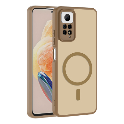 Xiaomi Redmi Note 12 Pro 4G Case with M-safe Charging Feature Zore Flat Cover Brown