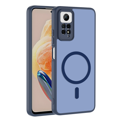 Xiaomi Redmi Note 12 Pro 4G Case with M-safe Charging Feature Zore Flat Cover Navy blue