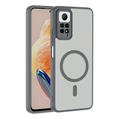 Xiaomi Redmi Note 12 Pro 4G Kılıf M-safe Şarj Özellikli Zore Babet Kapak Gri