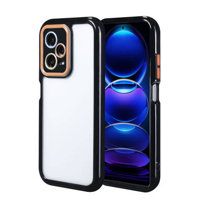 Xiaomi Redmi Note 12 Pro 5G Case Camera Protected Colorful Edge Frame Design Zore Vitamin Cover Black