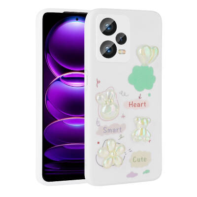 Xiaomi Redmi Note 12 Pro 5G Case Relief Figured Shiny Zore Toys Silicone Cover White