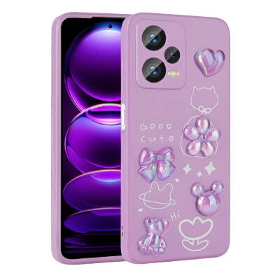 Xiaomi Redmi Note 12 Pro Plus 5G Case Relief Figured Shiny Zore Toys Silicone Cover Purple