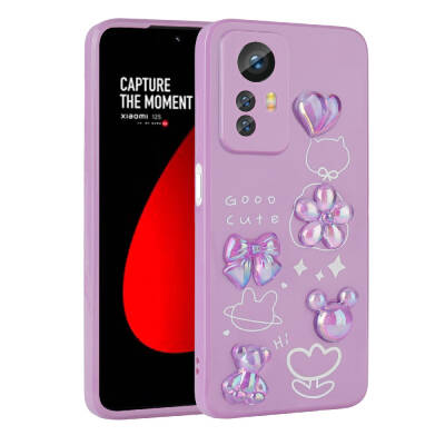 Xiaomi Redmi Note 12S Case Relief Figured Shiny Zore Toys Silicone Cover Purple