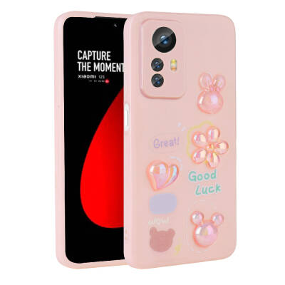 Xiaomi Redmi Note 12S Case Relief Figured Shiny Zore Toys Silicone Cover Pink