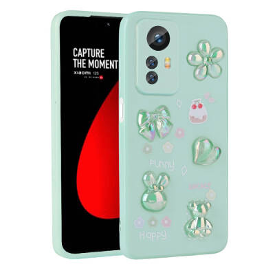 Xiaomi Redmi Note 12S Case Relief Figured Shiny Zore Toys Silicone Cover Açık Yeşil