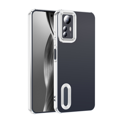 Xiaomi Redmi Note 12S Kılıf Kamera Korumalı Logo Gösteren Zore Omega Kapak Gümüş