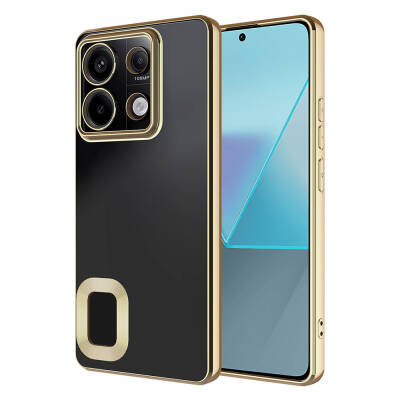 Xiaomi Redmi Note 13 4G Case Camera Protection Zore Omega Cover Showing Logo Gold