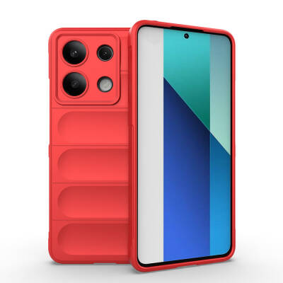 Xiaomi Redmi Note 13 4G Case Flexible TPU Hollow Back Surface Design Zore Etnik Silicone Cover Red