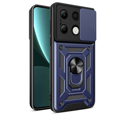 Xiaomi Redmi Note 13 4G Case Magnetic Stand Camera Protector Zore Sliding Vega Cover Blue