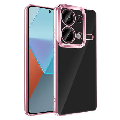 Xiaomi Redmi Note 13 Pro 4G Case Camera Protection Zore Omega Cover Showing Logo Rose Gold