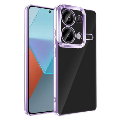 Xiaomi Redmi Note 13 Pro 4G Case Camera Protection Zore Omega Cover Showing Logo Lila