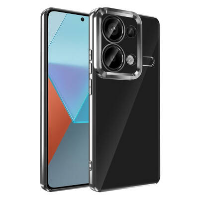 Xiaomi Redmi Note 13 Pro 4G Case Camera Protection Zore Omega Cover Showing Logo Black