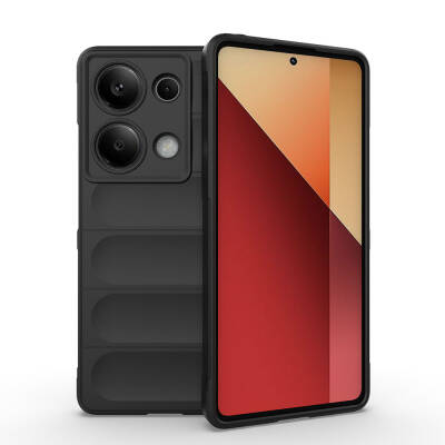 Xiaomi Redmi Note 13 Pro 4G Case Flexible TPU Hollow Back Surface Design Zore Etnik Silicone Cover Black