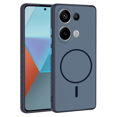 Xiaomi Redmi Note 13 Pro 4G Case M-safe Charging Feature Zore Tea Cover Navy blue