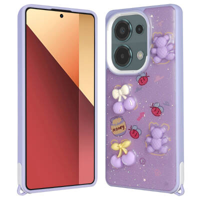 Xiaomi Redmi Note 13 Pro 4G Case Shining Glitter Relief Figured Zore Cevze Cover Mor Ayı