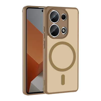 Xiaomi Redmi Note 13 Pro 4G Case with M-safe Charging Feature Zore Babet Cover Brown