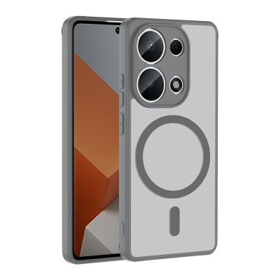 Xiaomi Redmi Note 13 Pro 4G Case with M-safe Charging Feature Zore Babet Cover Grey