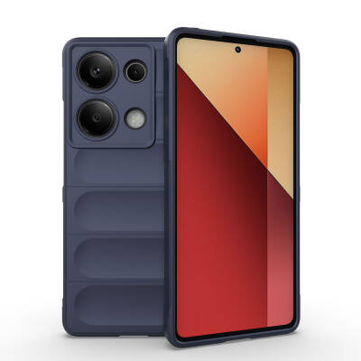 Xiaomi Redmi Note 13 Pro 4G Kılıf Esnek TPU Oyuklu Arka Yüzey Tasarımlı Zore Etnik Silikon Kapak Lacivert