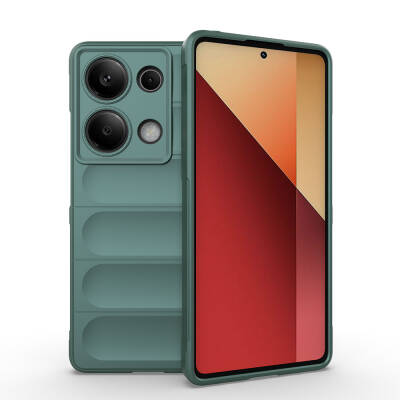 Xiaomi Redmi Note 13 Pro 4G Kılıf Esnek TPU Oyuklu Arka Yüzey Tasarımlı Zore Etnik Silikon Kapak Koyu Yeşil