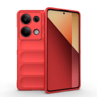 Xiaomi Redmi Note 13 Pro 4G Kılıf Esnek TPU Oyuklu Arka Yüzey Tasarımlı Zore Etnik Silikon Kapak Kırmızı