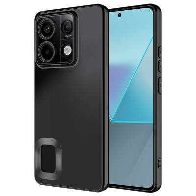 Xiaomi Redmi Note 13 Pro 5G Case Camera Protection Zore Omega Cover Showing Logo Black