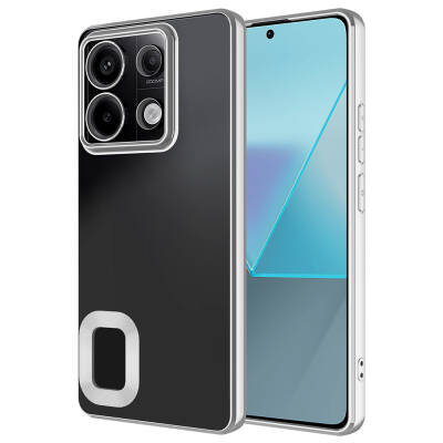 Xiaomi Redmi Note 13 Pro 5G Case Camera Protection Zore Omega Cover Showing Logo Silver