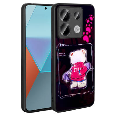 Xiaomi Redmi Note 13 Pro 5G Case Shining Embossed Zore Amas Silicone Cover with Iconic Figure Black