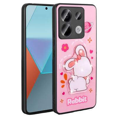 Xiaomi Redmi Note 13 Pro 5G Case Shining Embossed Zore Amas Silicone Cover with Iconic Figure Pink