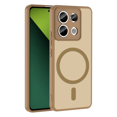 Xiaomi Redmi Note 13 Pro 5G Case with M-safe Charging Feature Zore Flat Cover Brown