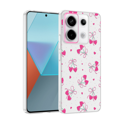Xiaomi Redmi Note 13 Pro 5G Kılıf Kamera Korumalı Desenli Zore Klip Kapak Kalpli Kiraz