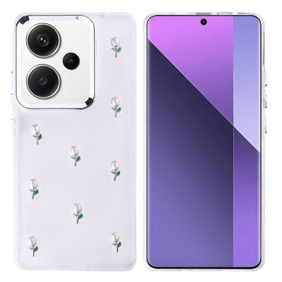Xiaomi Redmi Note 13 Pro Plus 5G Case Airbag Design Glitter Transparent Zore Kutup Cover Lale