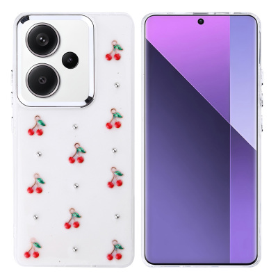 Xiaomi Redmi Note 13 Pro Plus 5G Case Airbag Design Glitter Transparent Zore Kutup Cover Kiraz