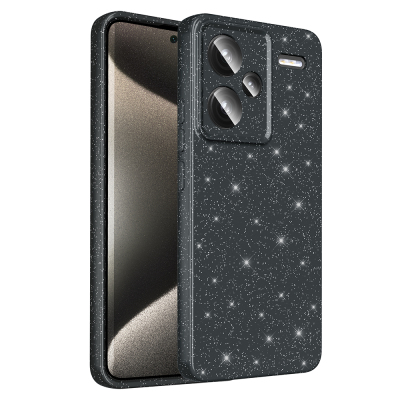 Xiaomi Redmi Note 13 Pro Plus 5G Case Camera Protection Glitter Luxury Zore Koton Cover Black
