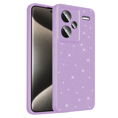 Xiaomi Redmi Note 13 Pro Plus 5G Case Camera Protection Glitter Luxury Zore Koton Cover Lila