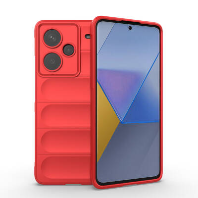 Xiaomi Redmi Note 13 Pro Plus 5G Case Flexible TPU Hollow Back Surface Design Zore Etnik Silicone Cover Red