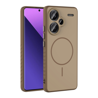 Xiaomi Redmi Note 13 Pro Plus 5G Case M-safe Charging Feature Zore Tea Cover Gold