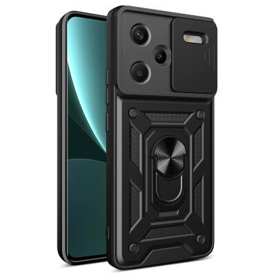 Xiaomi Redmi Note 13 Pro Plus 5G Case Magnetic Stand Camera Protection Zore Sliding Vega Cover Black