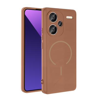 Xiaomi Redmi Note 13 Pro Plus 5G Kılıf M-safe Şarj Özellikli Zore Meta Kapak Kahverengi