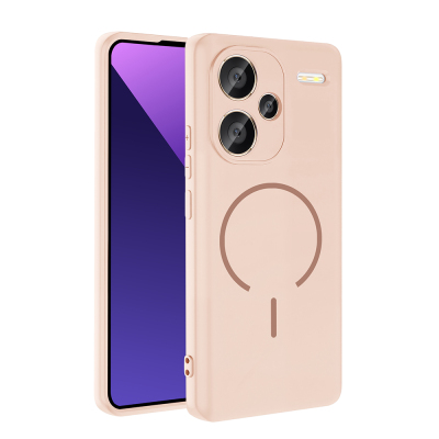 Xiaomi Redmi Note 13 Pro Plus 5G Kılıf M-safe Şarj Özellikli Zore Meta Kapak Rose Pembe