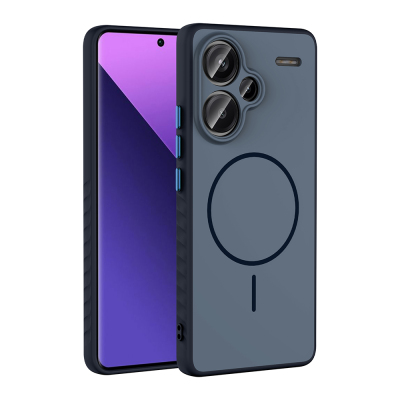 Xiaomi Redmi Note 13 Pro Plus 5G Kılıf M-safe Şarj Özellikli Zore Tea Kapak Lacivert