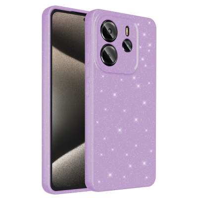 Xiaomi Redmi Note 14 4G Case Camera Protection Glitter Luxury Zore Koton Cover Lila