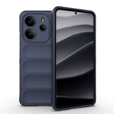 Xiaomi Redmi Note 14 4G Case Flexible TPU Hollow Back Surface Design Zore Etnik Silicone Cover Navy blue