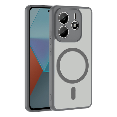 Xiaomi Redmi Note 14 4G Case M-safe Charging Feature Zore Ballet Flat Cover Grey