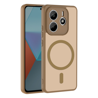 Xiaomi Redmi Note 14 4G Case M-safe Charging Feature Zore Ballet Flat Cover Brown
