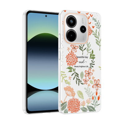 Xiaomi Redmi Note 14 4G Case with Camera Protector, Patterned Zore Clip Cover Beautiful