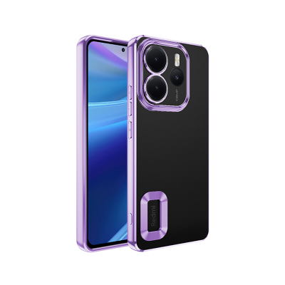 Xiaomi Redmi Note 14 4G Kılıf Kamera Korumalı Logo Gösteren Zore Omega Kapak Lila